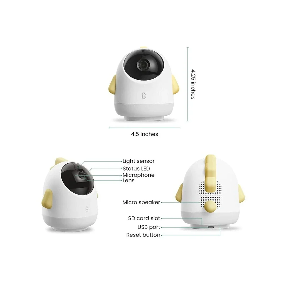 Simshine SimCam AI WiFi Baby Monitor Cry Detection Auto Lullaby White